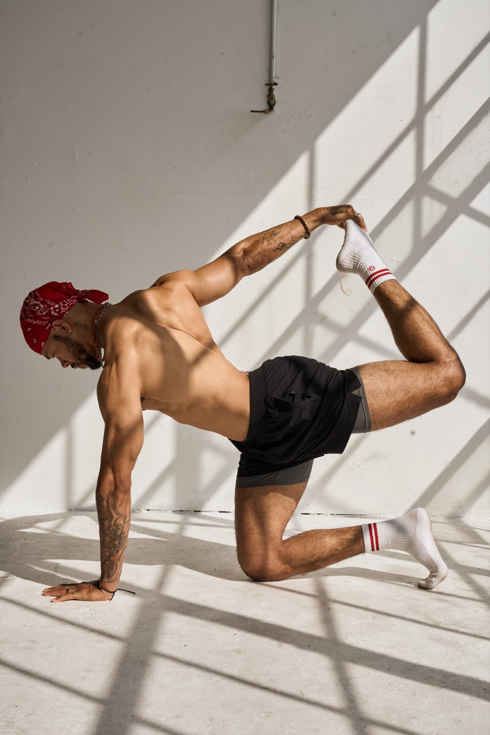 Greg performing a standing balance stretch