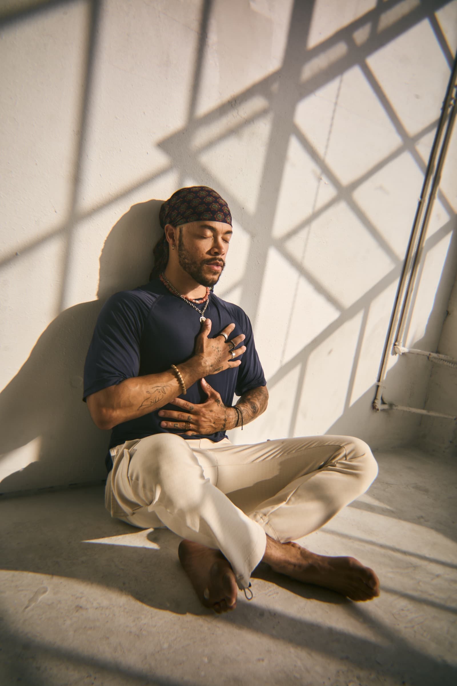 Greg meditating in the studio